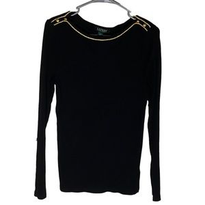 Ralph Lauren, Large Black and Gold Women’s long sleeve sweater